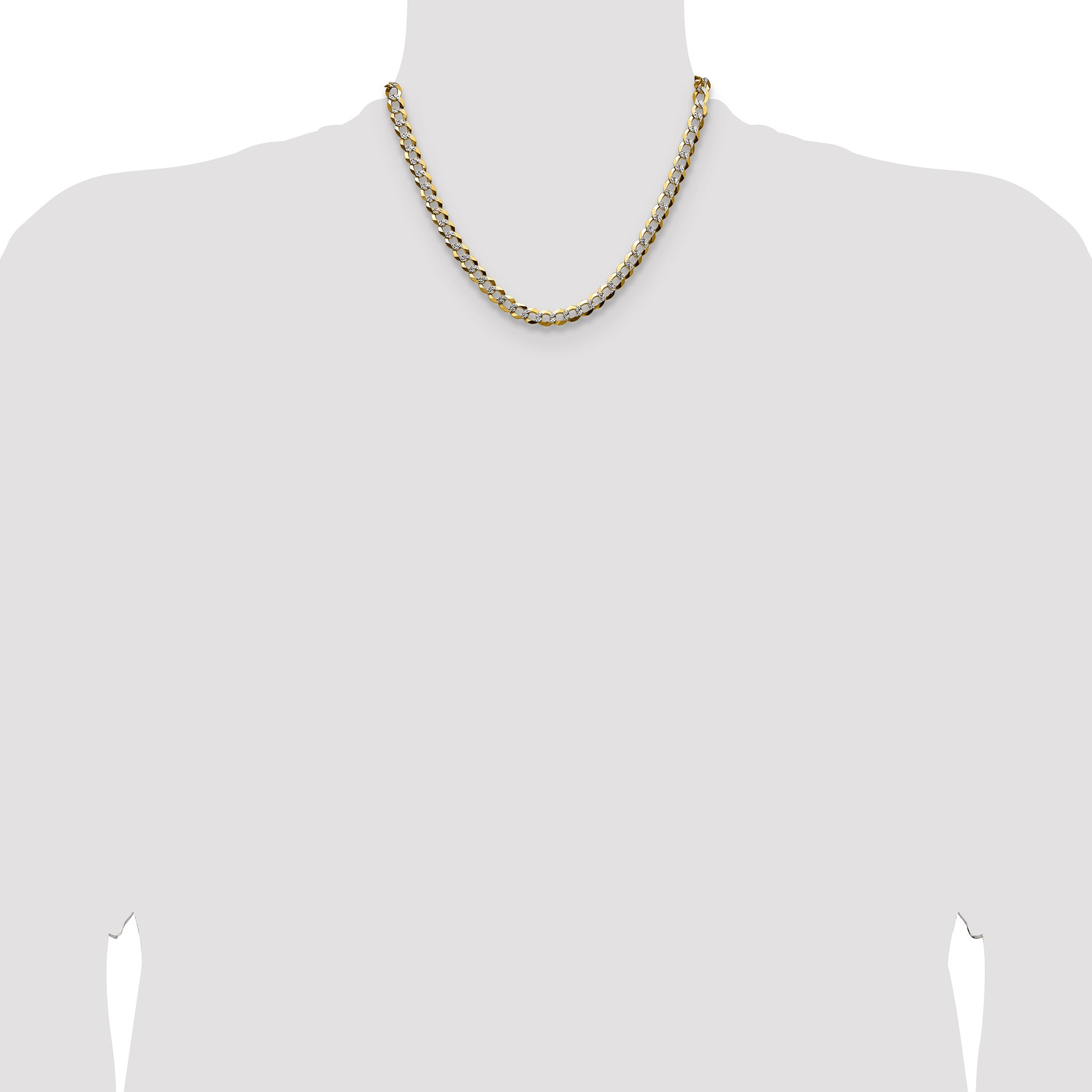 14k 7.2mm Lightweight Pav� Flat Cuban Chain