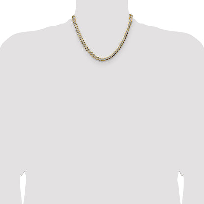 14k 7.2mm Lightweight Pav� Flat Cuban Chain