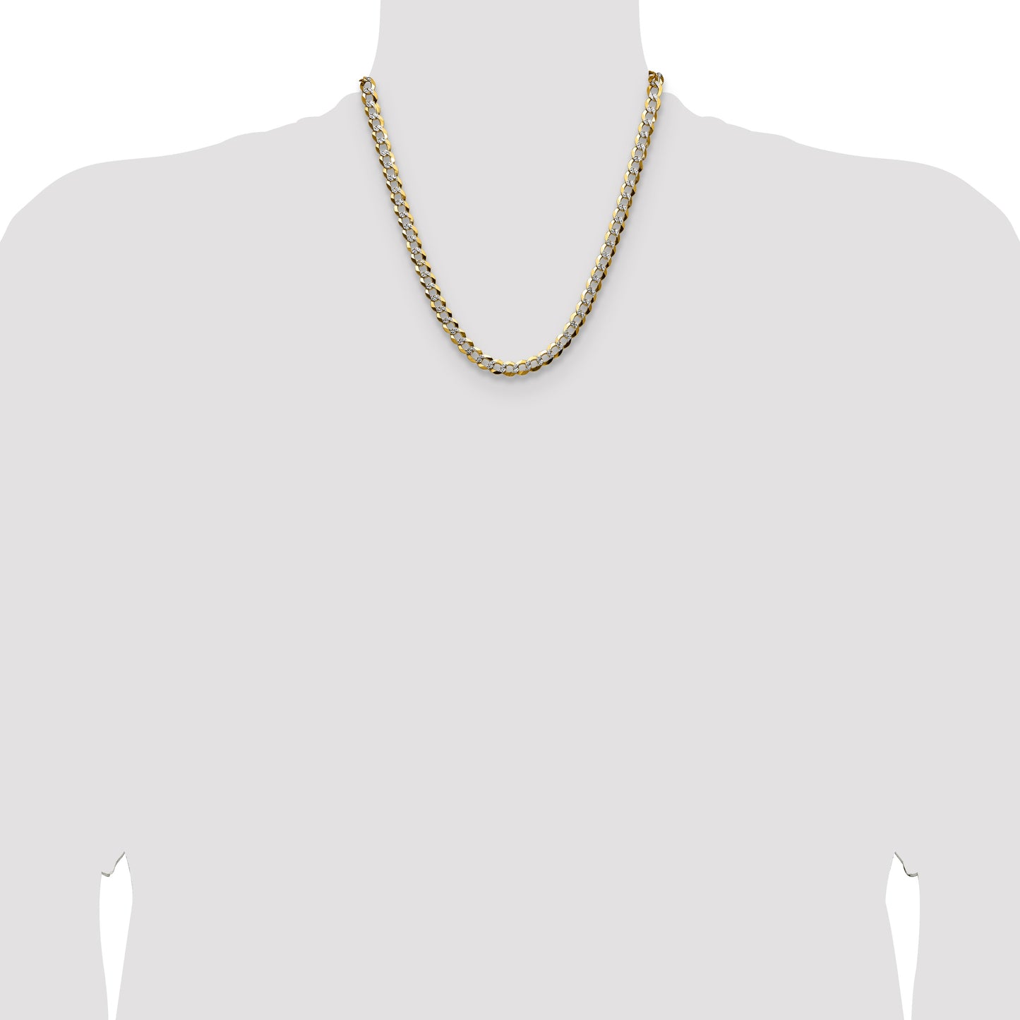14k 7.2mm Lightweight Pav� Flat Cuban Chain