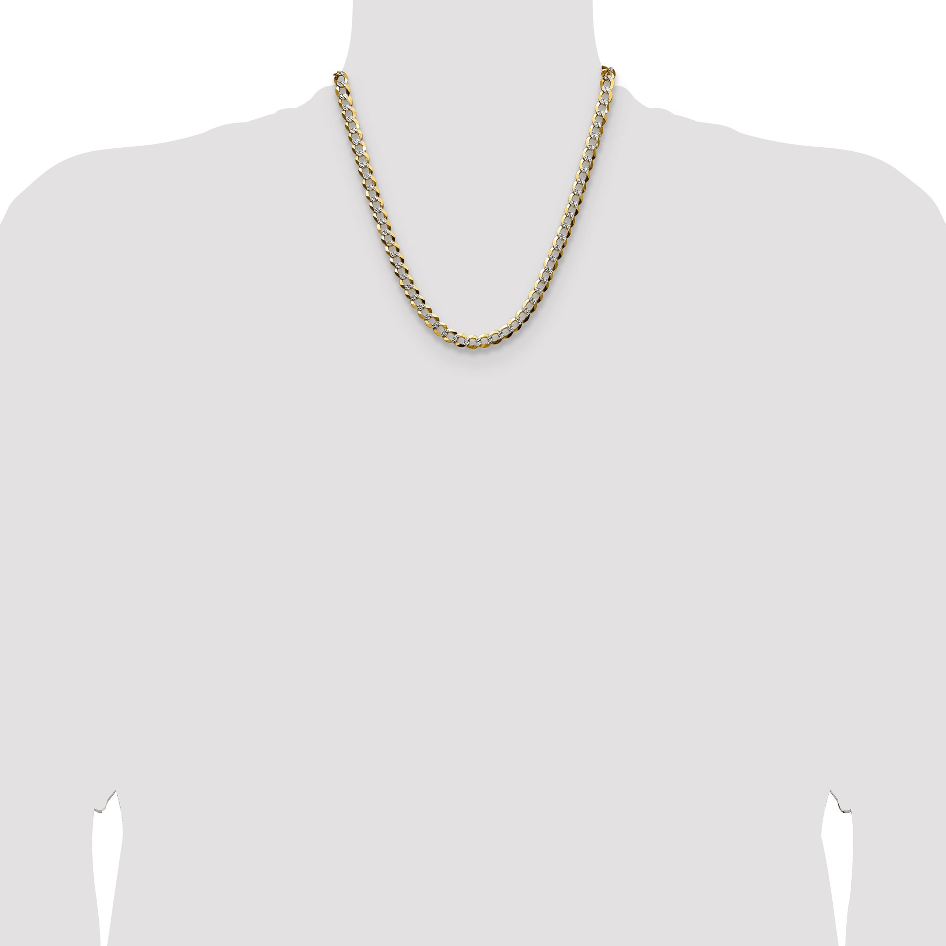 14k 7.2mm Lightweight Pav� Flat Cuban Chain