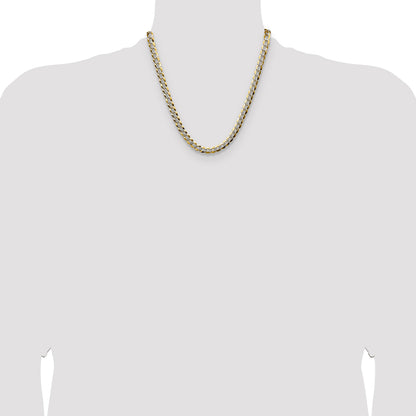 14k 7.2mm Lightweight Pav� Flat Cuban Chain