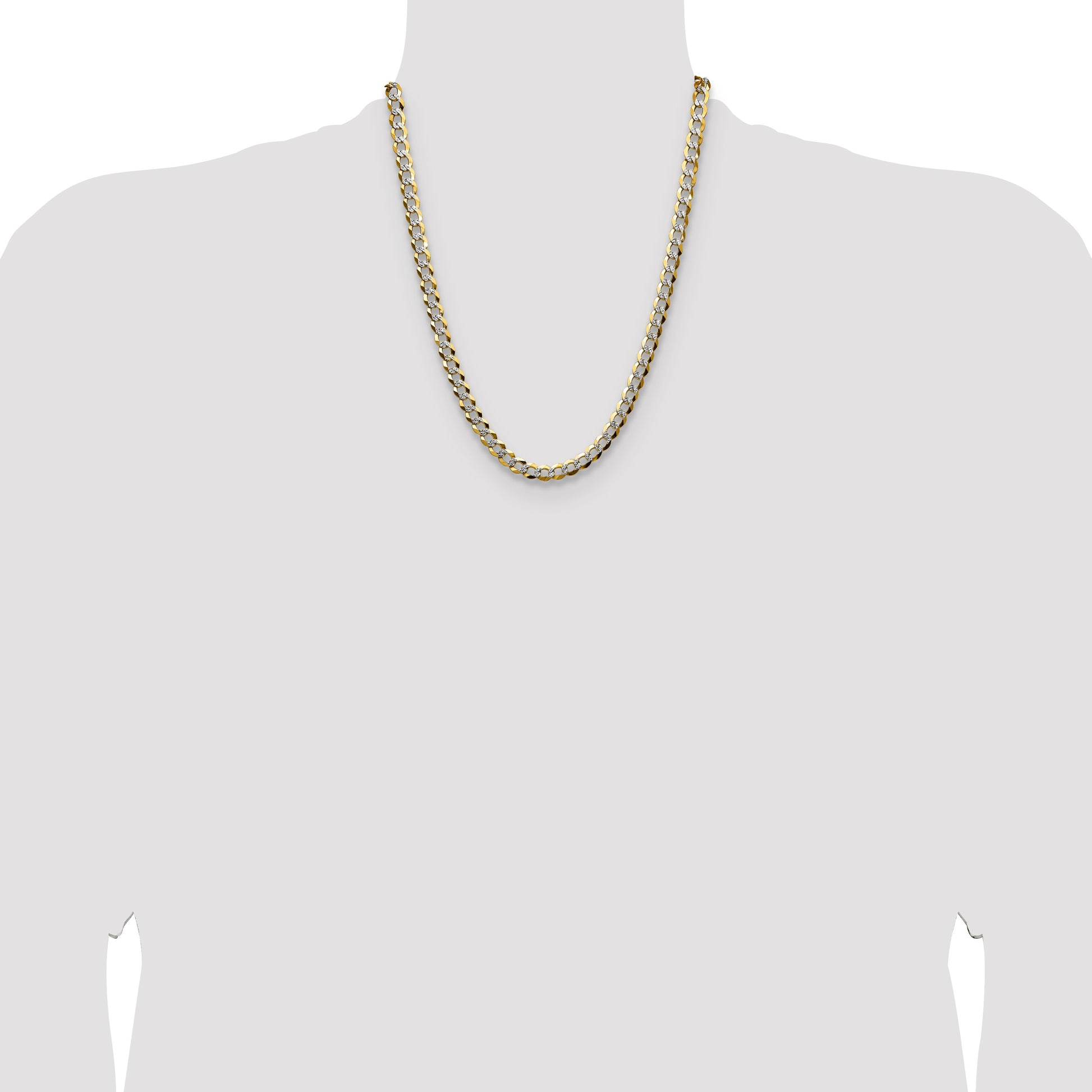 14k 7.2mm Lightweight Pav� Flat Cuban Chain