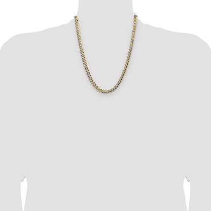 14k 7.2mm Lightweight Pav� Flat Cuban Chain