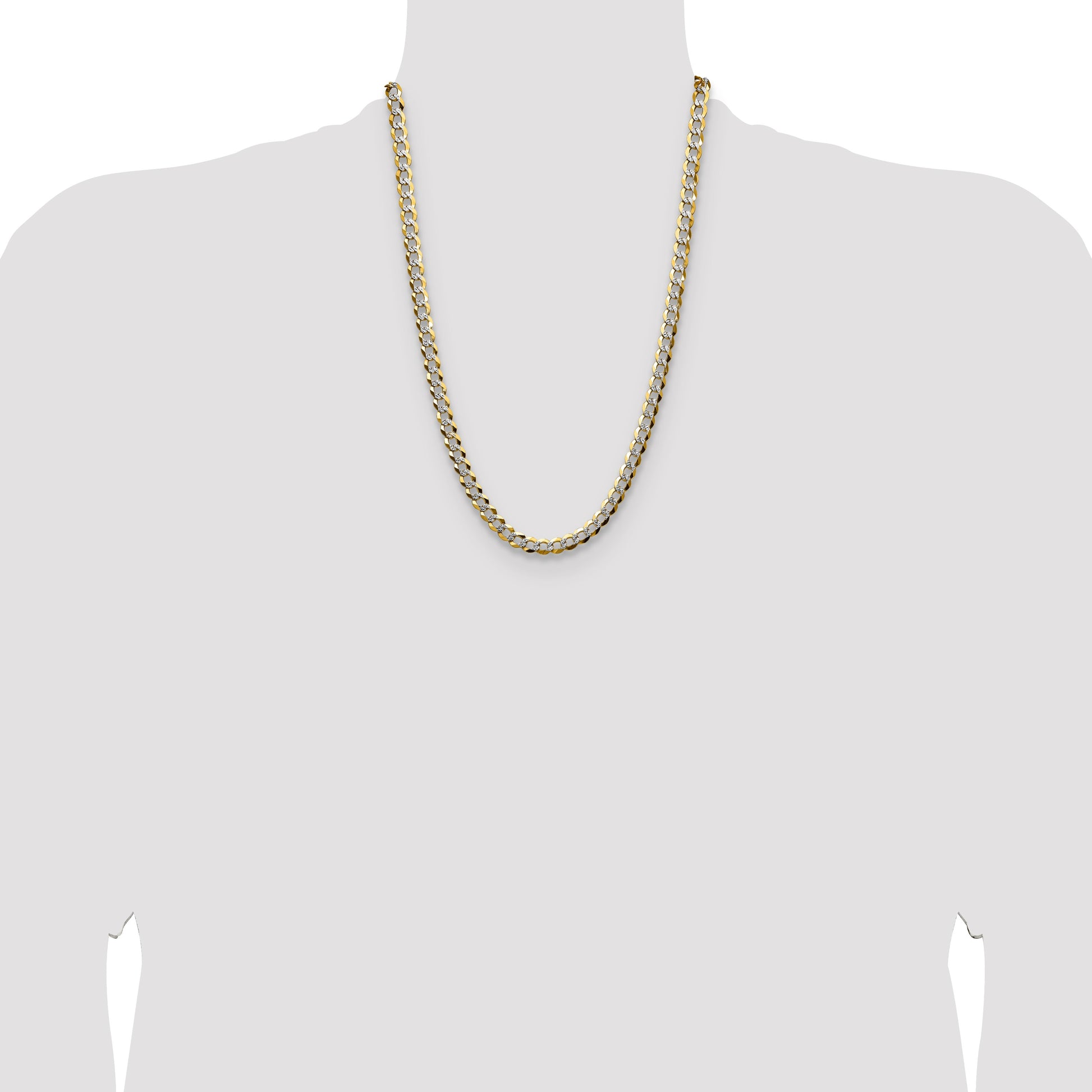 14k 7.2mm Lightweight Pav� Flat Cuban Chain