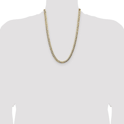14k 7.2mm Lightweight Pav� Flat Cuban Chain