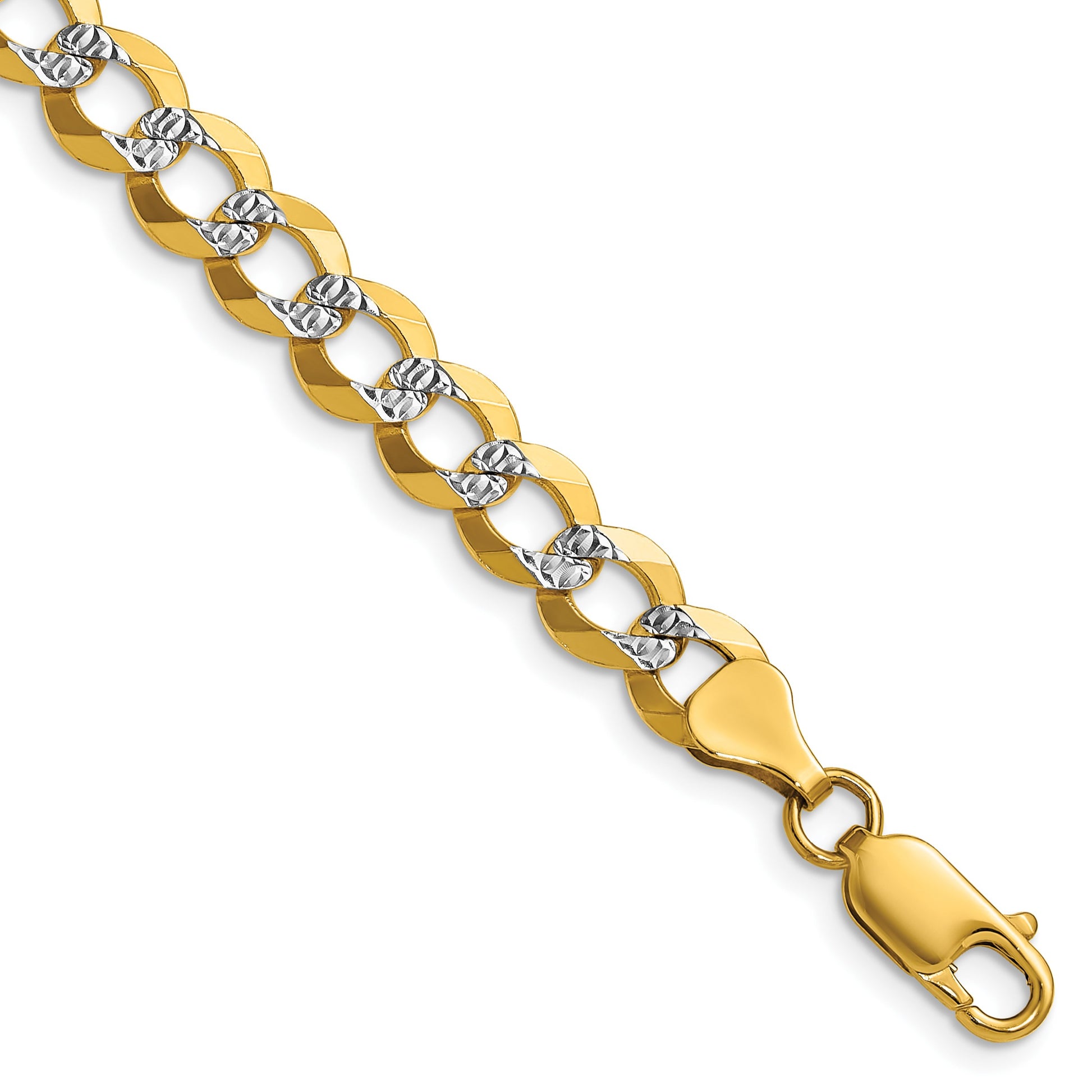 14k 7.2mm Lightweight Pav� Flat Cuban Chain