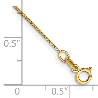 14K 10 inch .5mm Box with Spring Ring Clasp Anklet