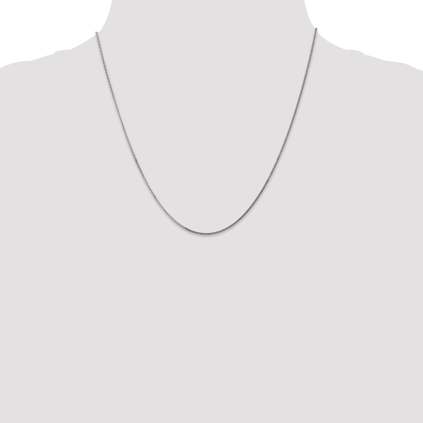 14K White Gold 20 inch 1.4mm Curb  with Spring Ring Clasp Pendant Chain