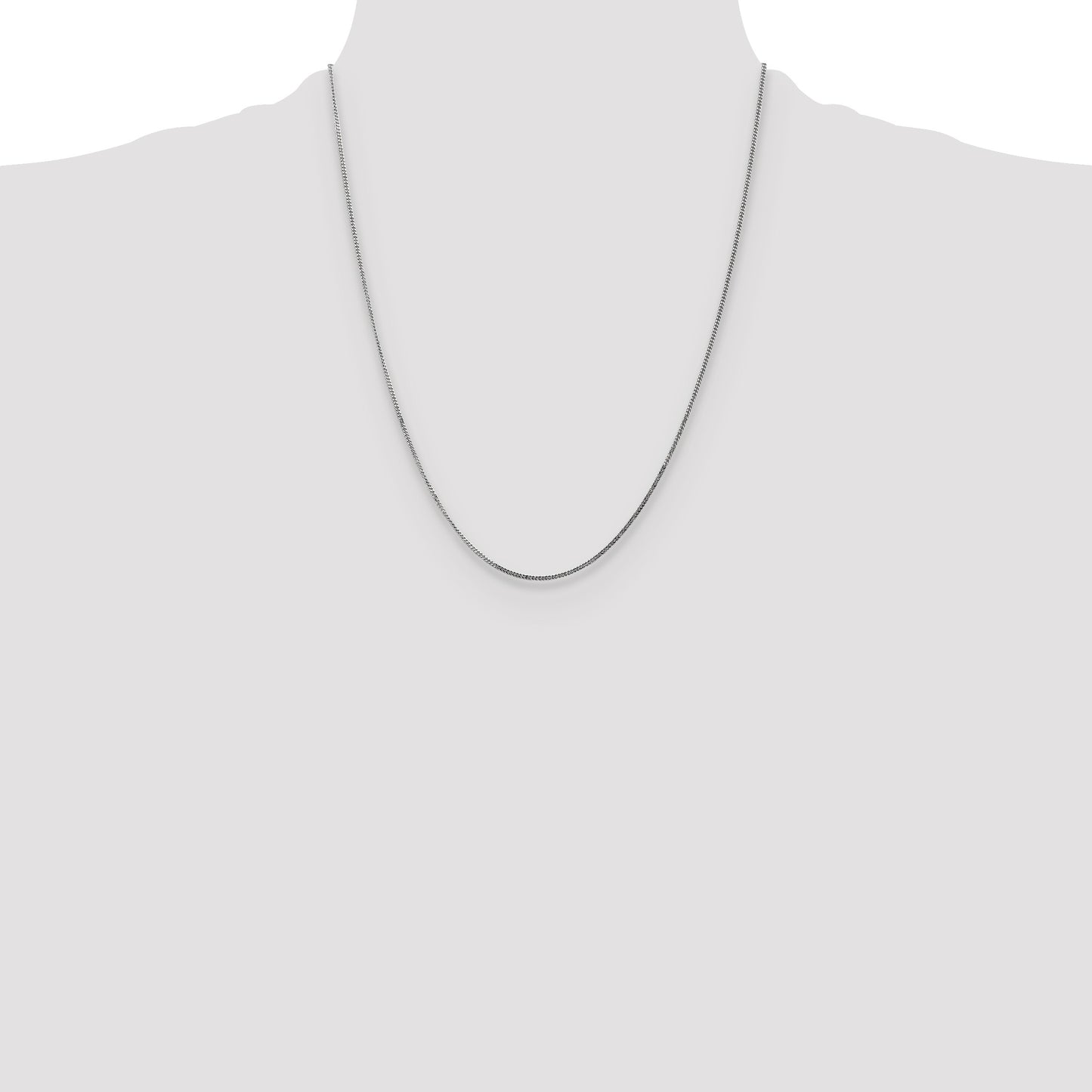 14k White Gold 1.3mm Curb Pendant Chain