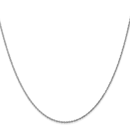 14K White Gold 14 inch .8mm Light Baby Rope with Spring Ring Clasp Chain