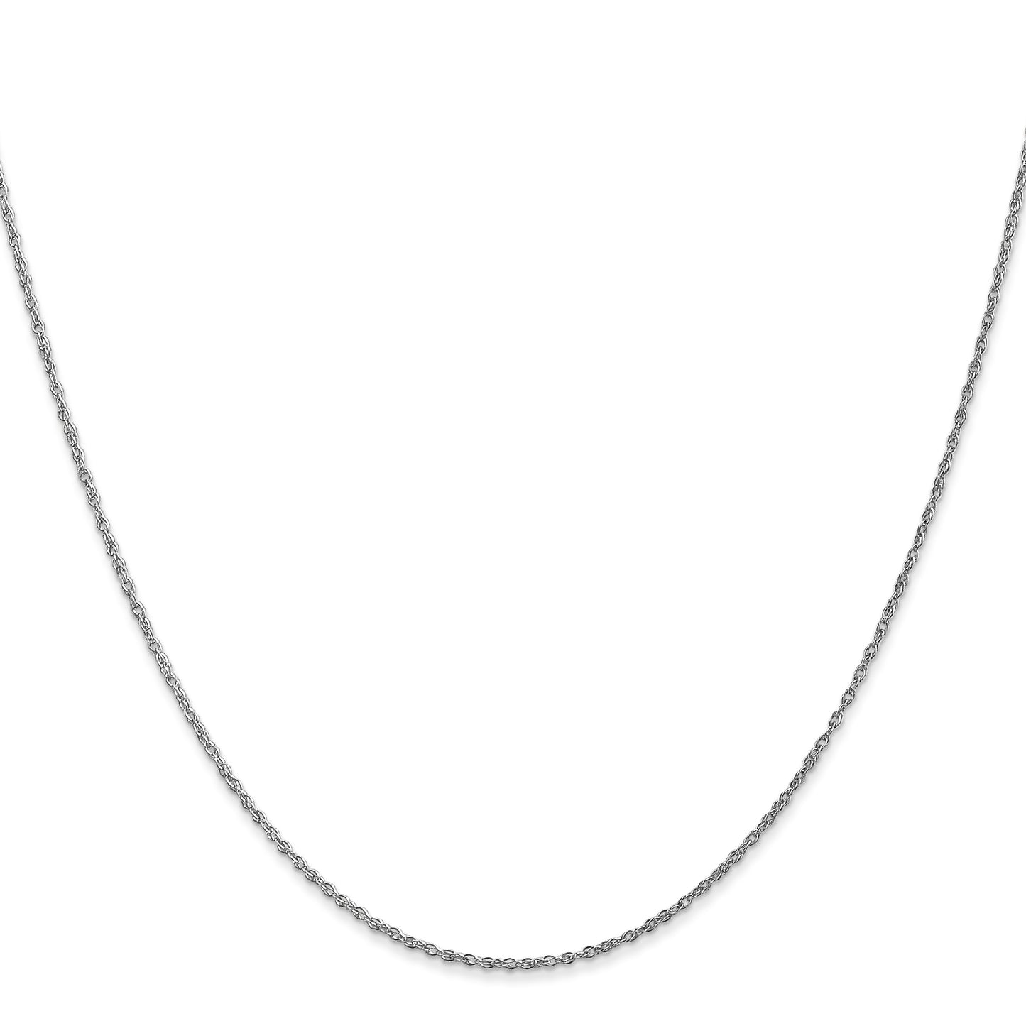 14K White Gold 26 inch .8mm Light Baby Rope with Spring Ring Clasp Chain