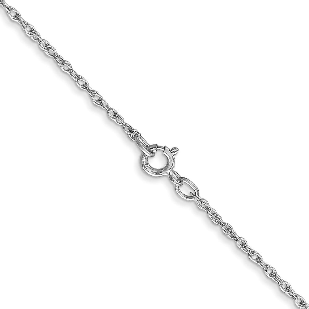 14K White Gold 16 inch .8mm Light Baby Rope with Spring Ring Clasp Chain