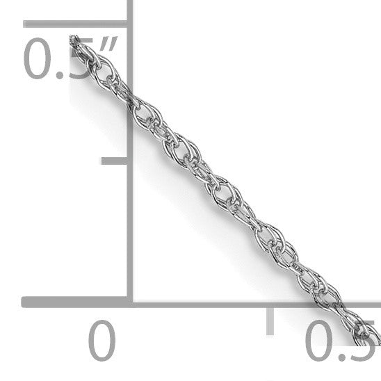 14K White Gold 6 inch .8mm Light Baby Rope with Spring Ring Clasp Chain