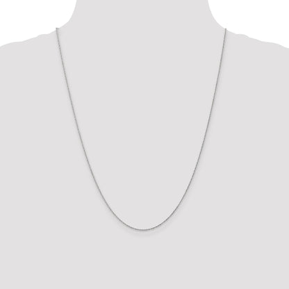 14K White Gold 24 inch .8mm Light Baby Rope with Spring Ring Clasp Chain
