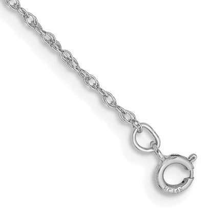 14K White Gold 6 inch .8mm Light Baby Rope with Spring Ring Clasp Chain