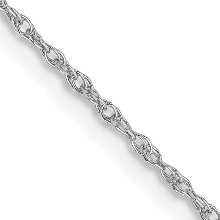 14K White Gold 22 inch .8mm Light Baby Rope with Spring Ring Clasp Chain