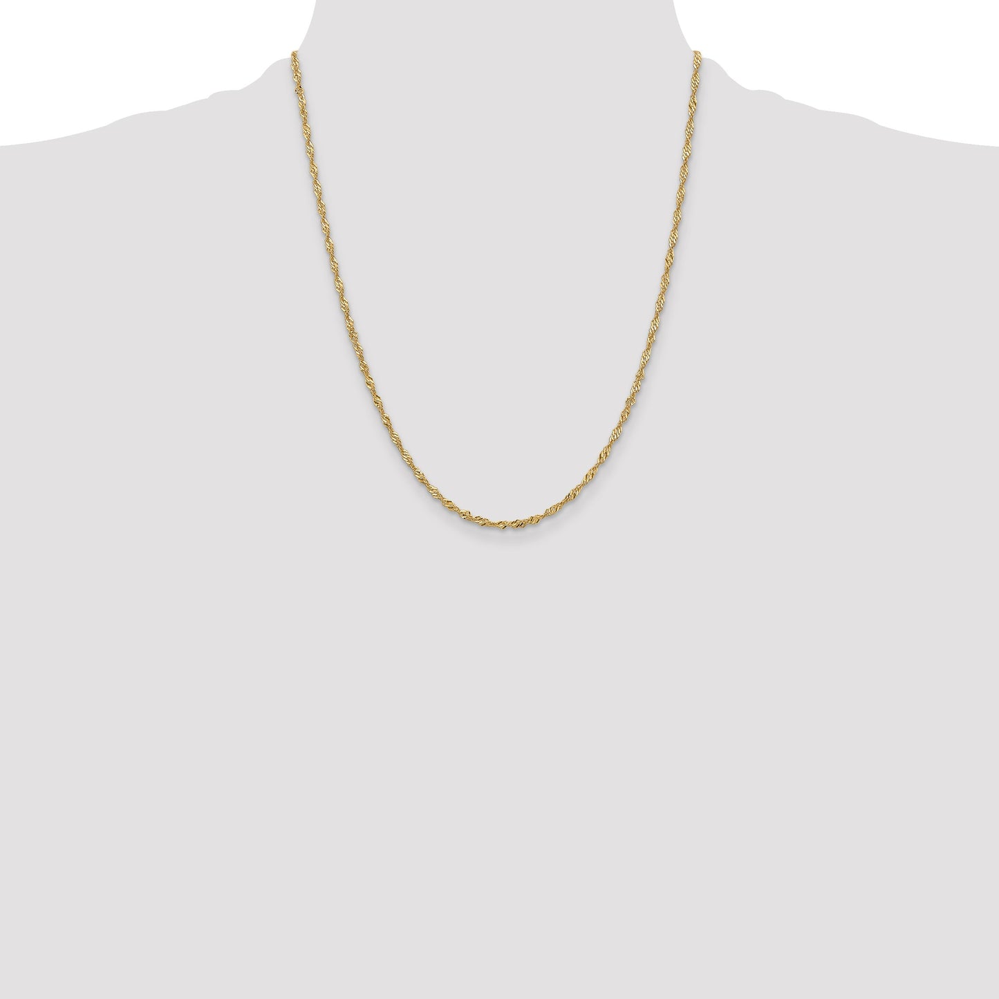 14K 22 inch 2mm Singapore with Lobster Clasp Chain