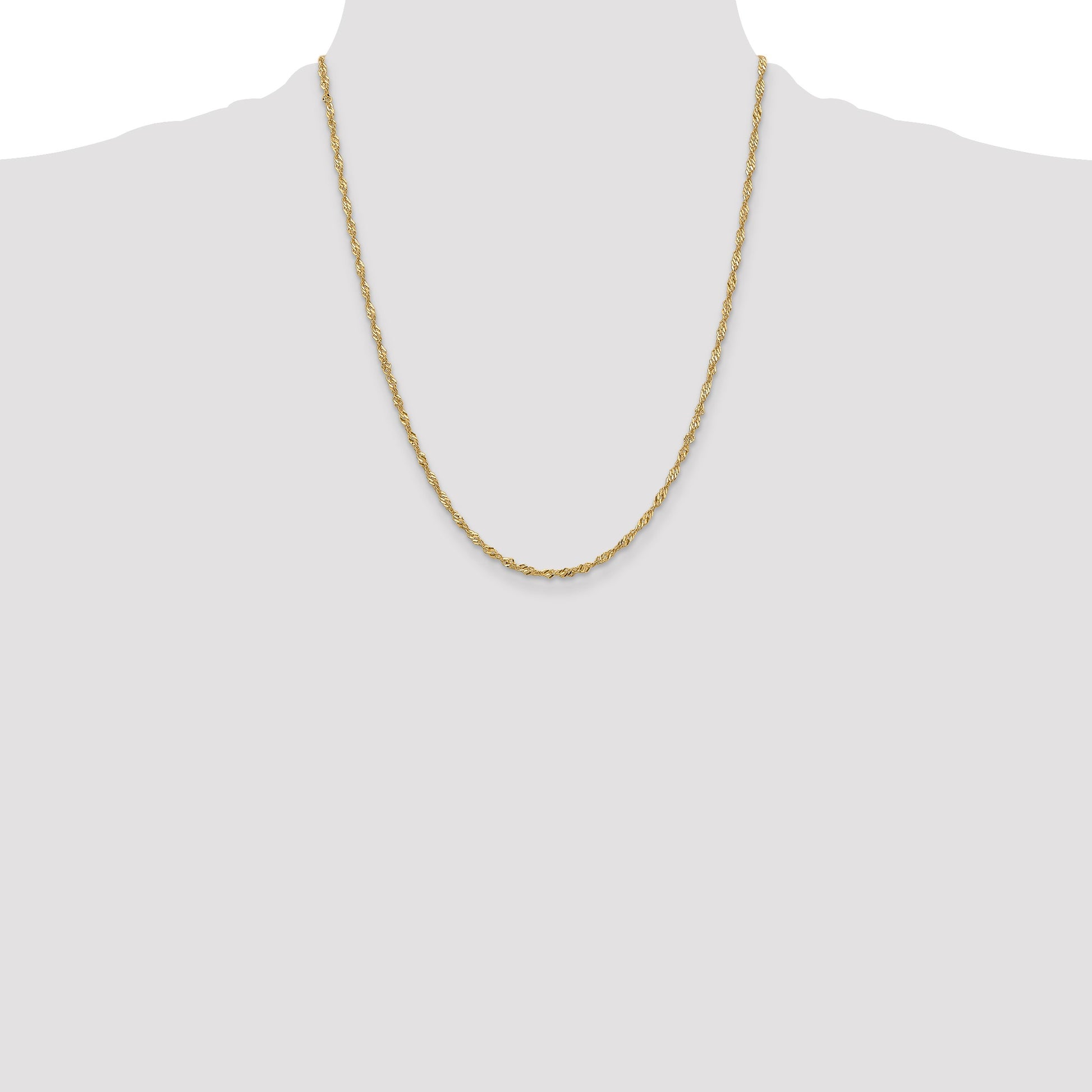 14K 22 inch 2mm Singapore with Lobster Clasp Chain