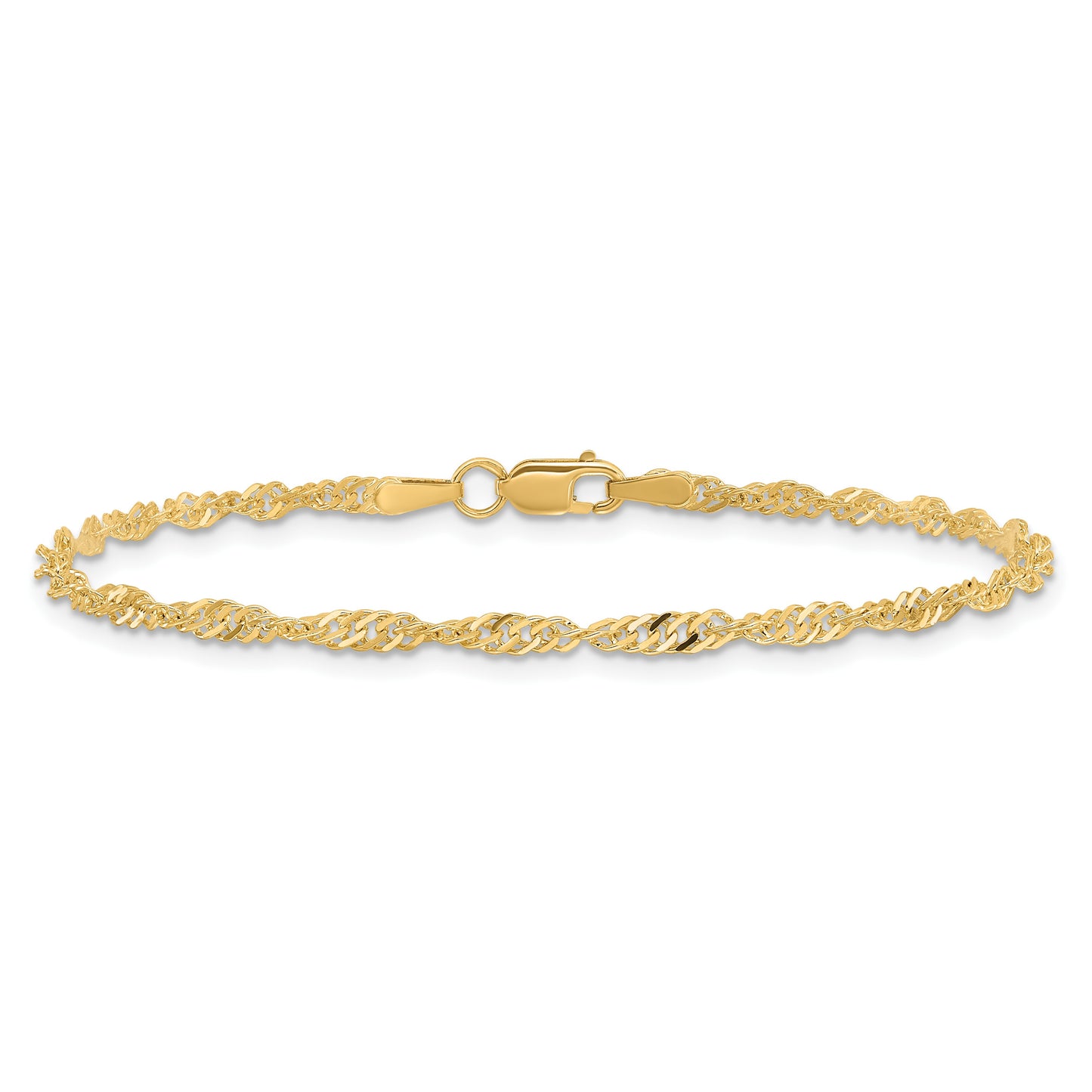 14K 7 inch 2mm Singapore with Lobster Clasp Chain