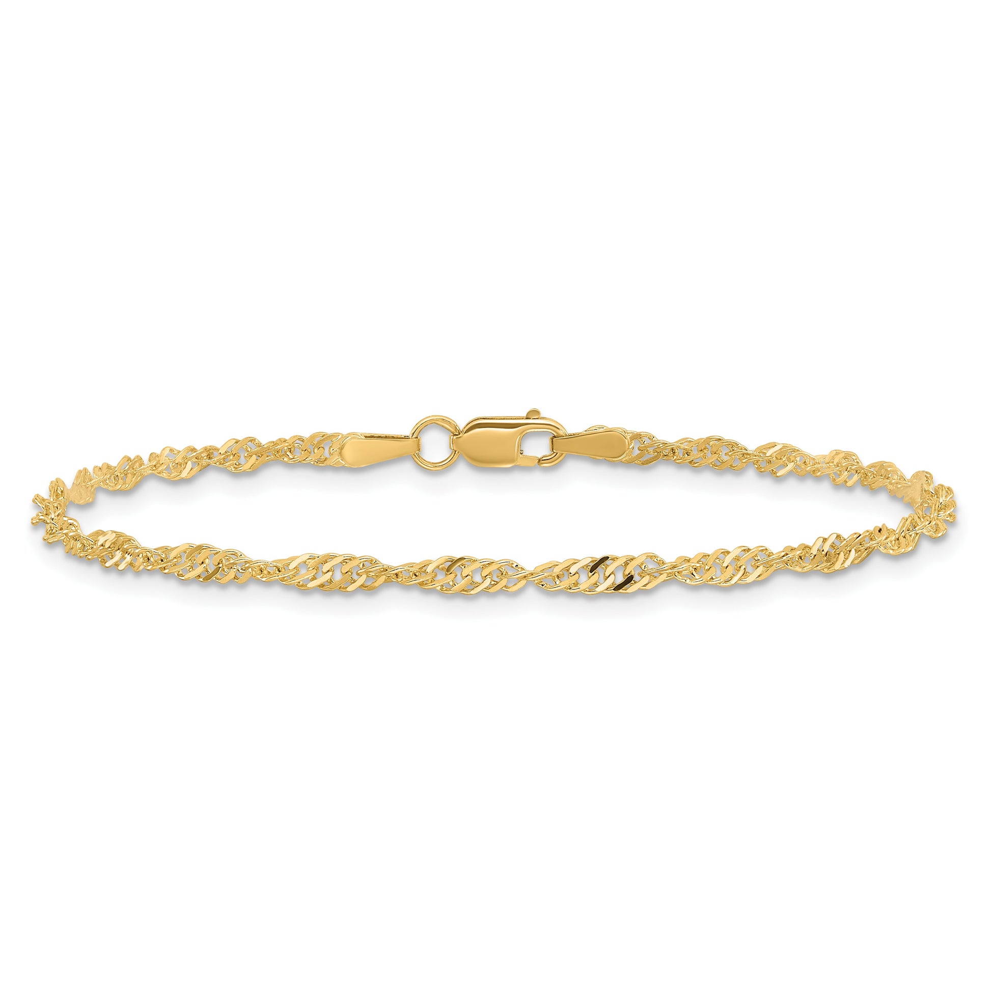 14K 7 inch 2mm Singapore with Lobster Clasp Chain