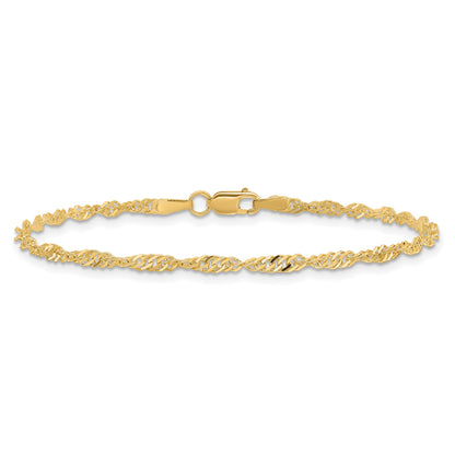 14K 7 inch 2mm Singapore with Lobster Clasp Chain