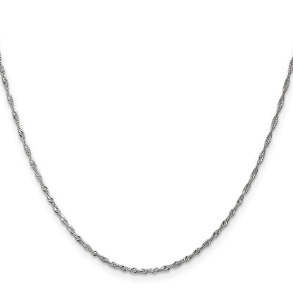 14K White Gold 30 inch 1.4mm Singapore with Spring Ring Clasp Chain