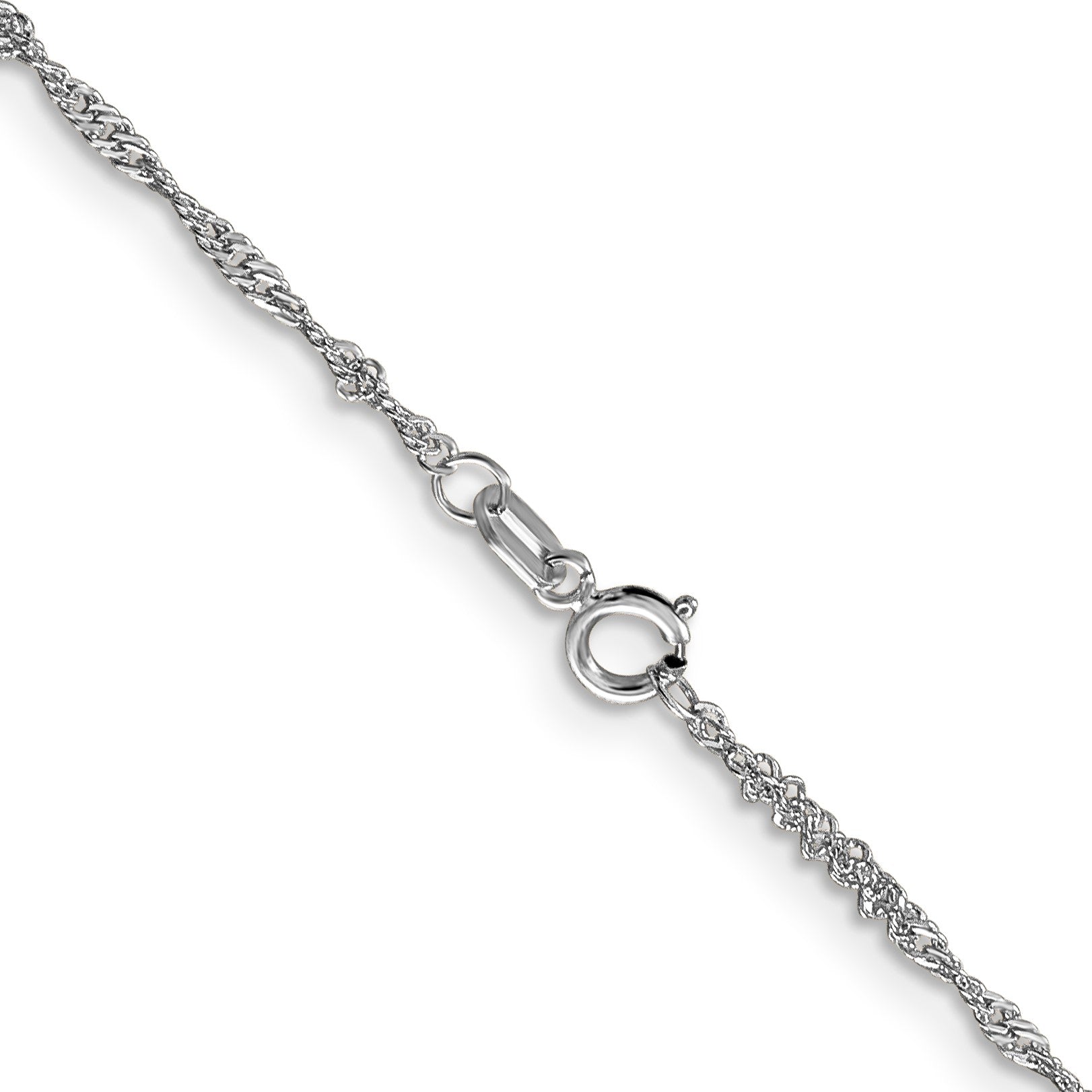 14K White Gold 30 inch 1.4mm Singapore with Spring Ring Clasp Chain