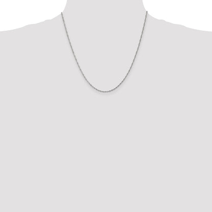 14K White Gold 20 inch 1.4mm Singapore with Spring Ring Clasp Chain