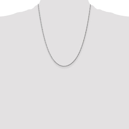14K White Gold 22 inch 1.4mm Singapore with Spring Ring Clasp Chain