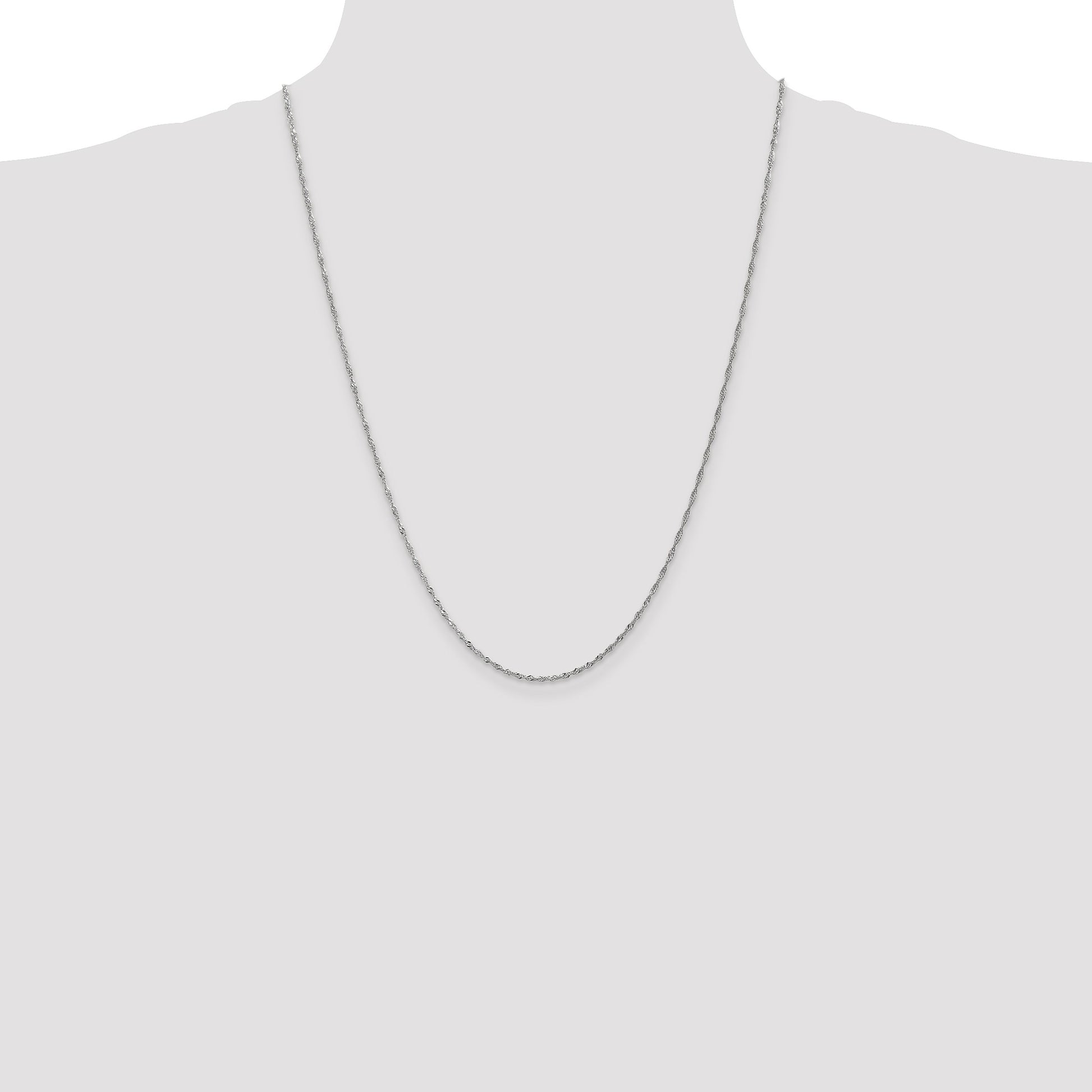 14K White Gold 24 inch 1.4mm Singapore with Spring Ring Clasp Chain