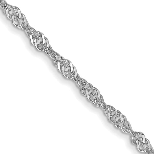 14K White Gold 14 inch 1.4mm Singapore with Spring Ring Clasp Chain