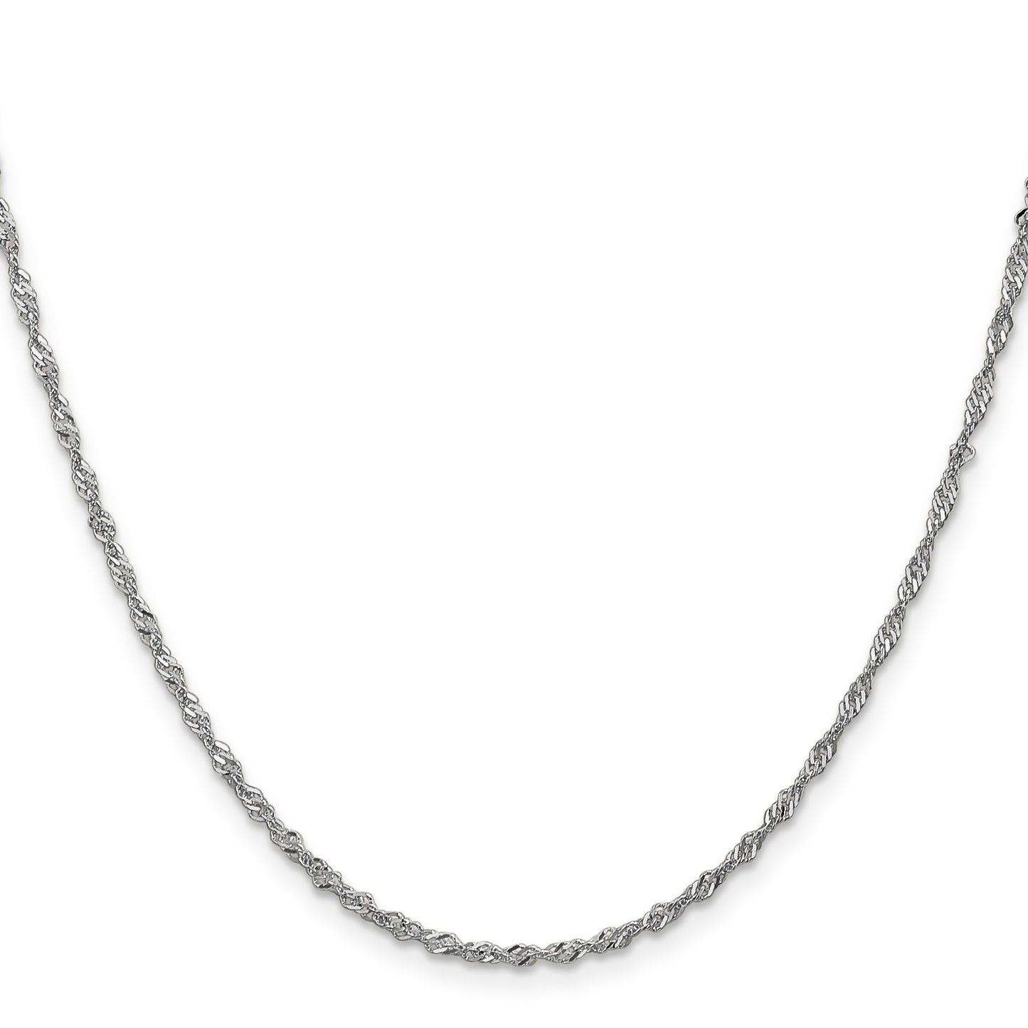 14K White Gold 24 inch 1.7mm Singapore with Lobster Clasp Chain
