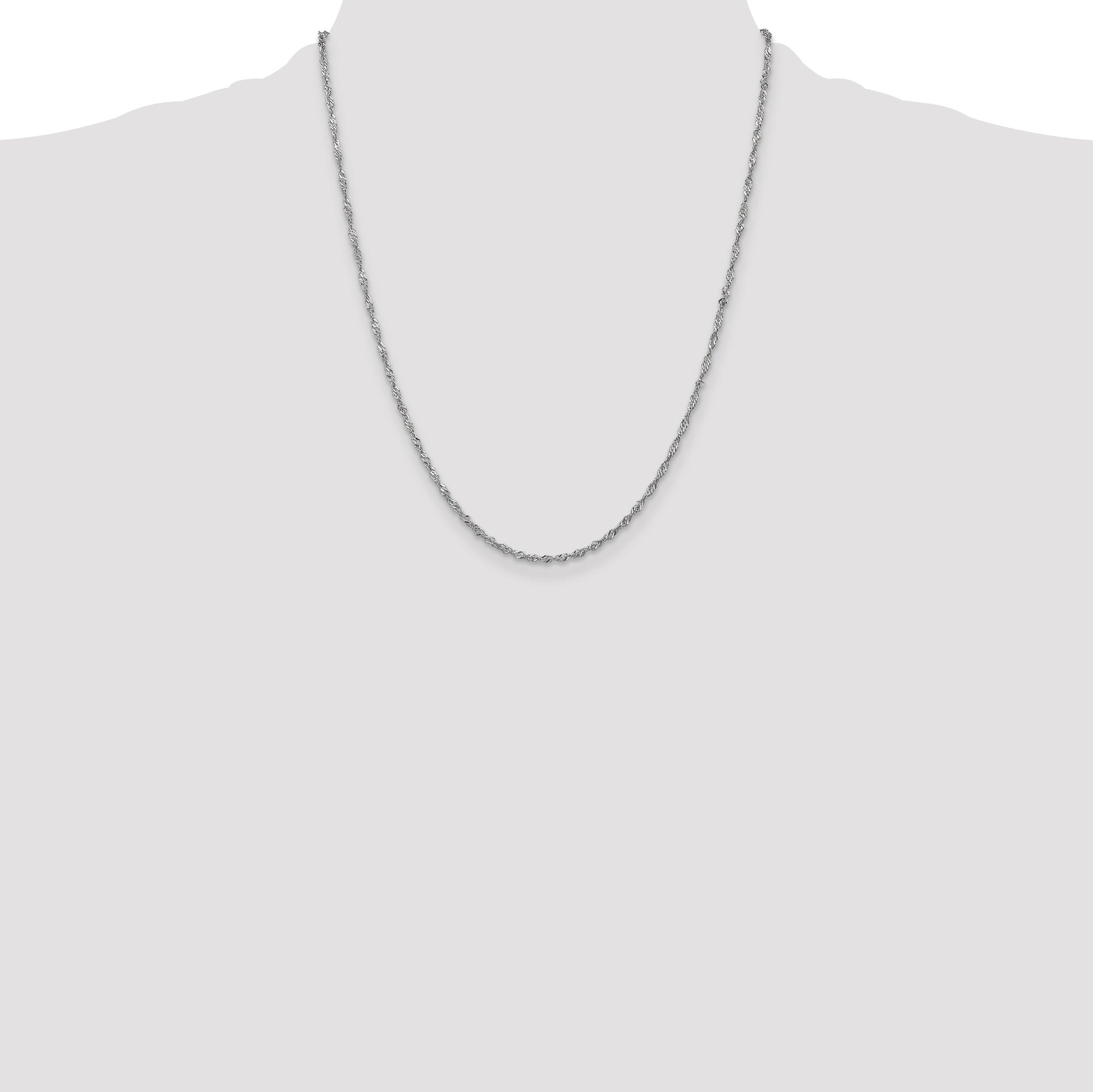 14K White Gold 22 inch 1.7mm Singapore with Lobster Clasp Chain