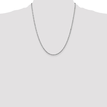 14K White Gold 22 inch 1.7mm Singapore with Lobster Clasp Chain