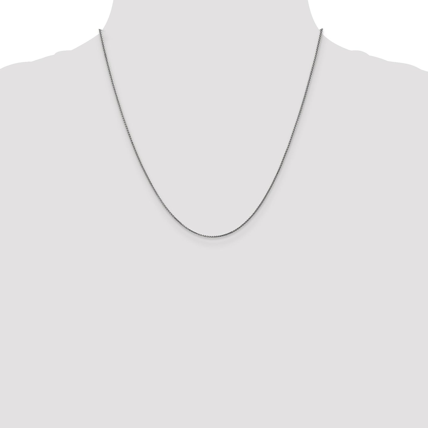 14K White Gold 20 inch 1.05mm Diamond-cut Spiga with Spring Ring Clasp Chain