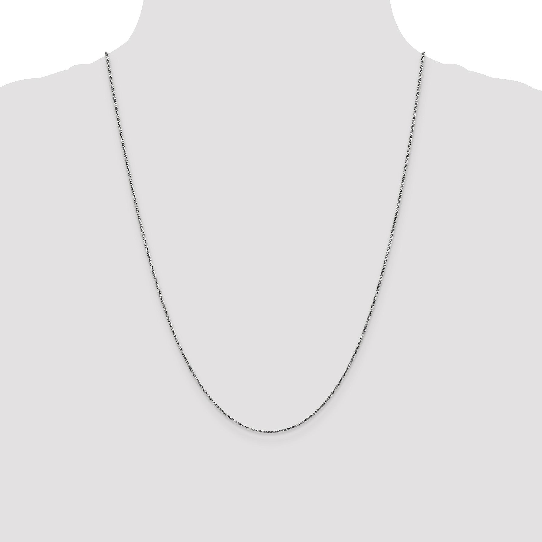 14K White Gold 24 inch 1.05mm Diamond-cut Spiga with Spring Ring Clasp Chain