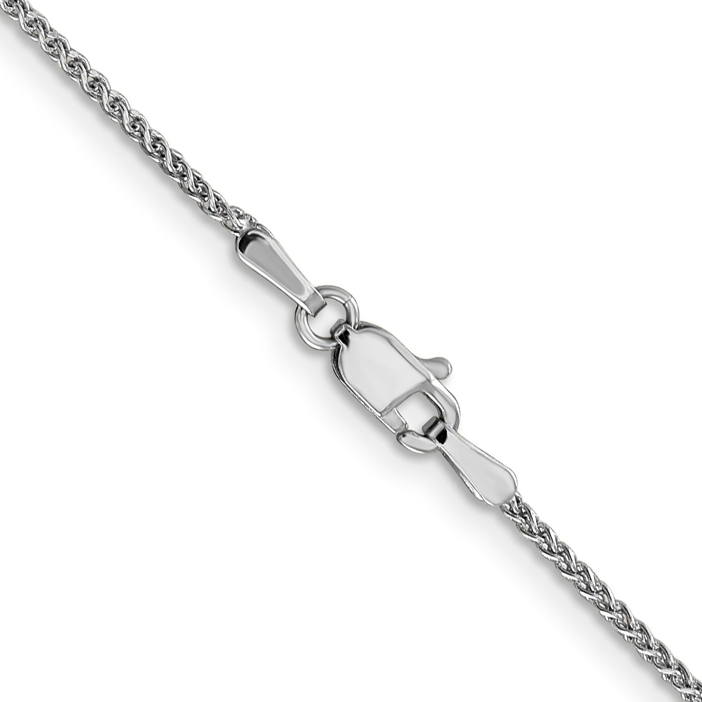 14K White Gold 24 inch 1.25mm Diamond-cut Spiga with Lobster Clasp Chain