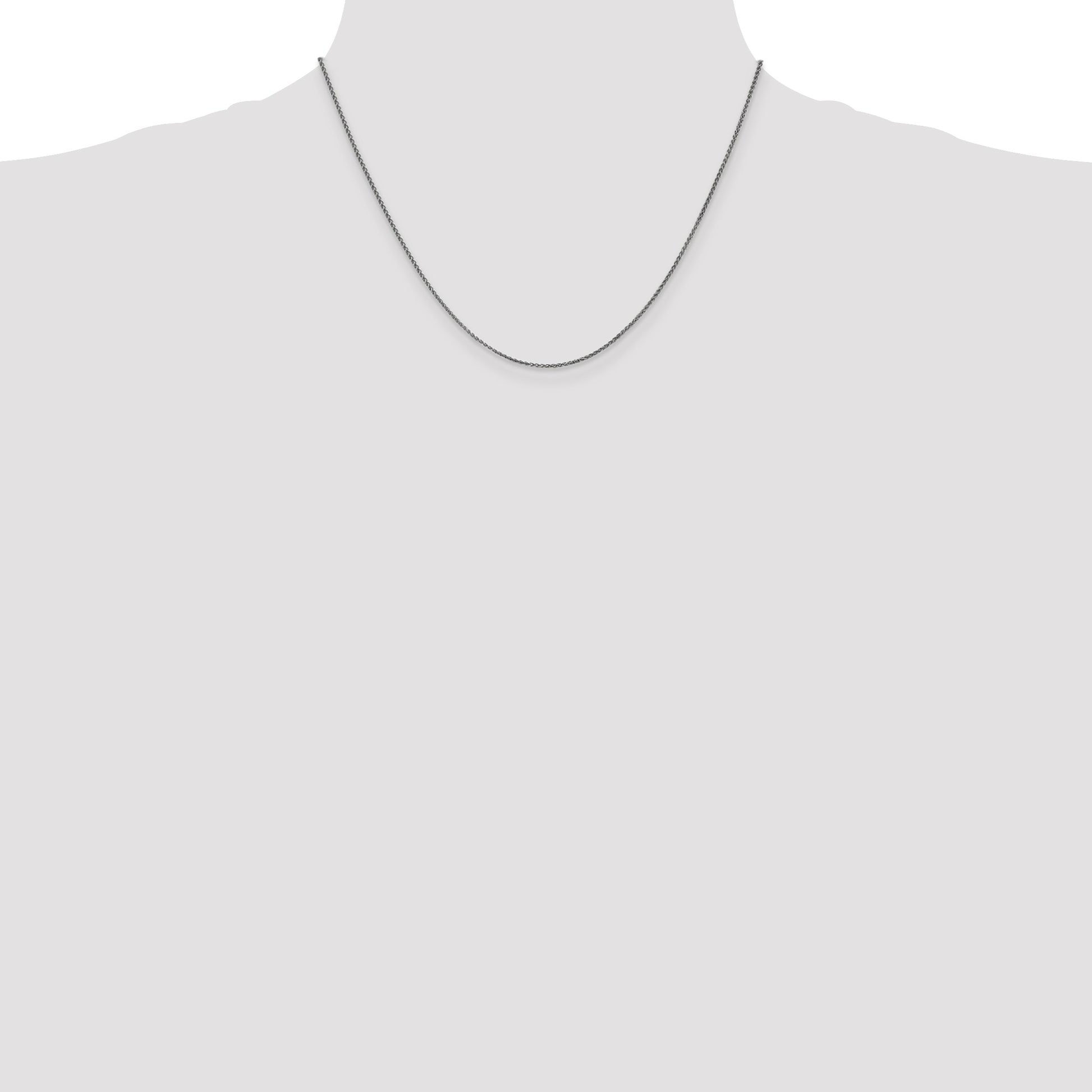 14K White Gold 18 inch 1.25mm Diamond-cut Spiga with Lobster Clasp Chain