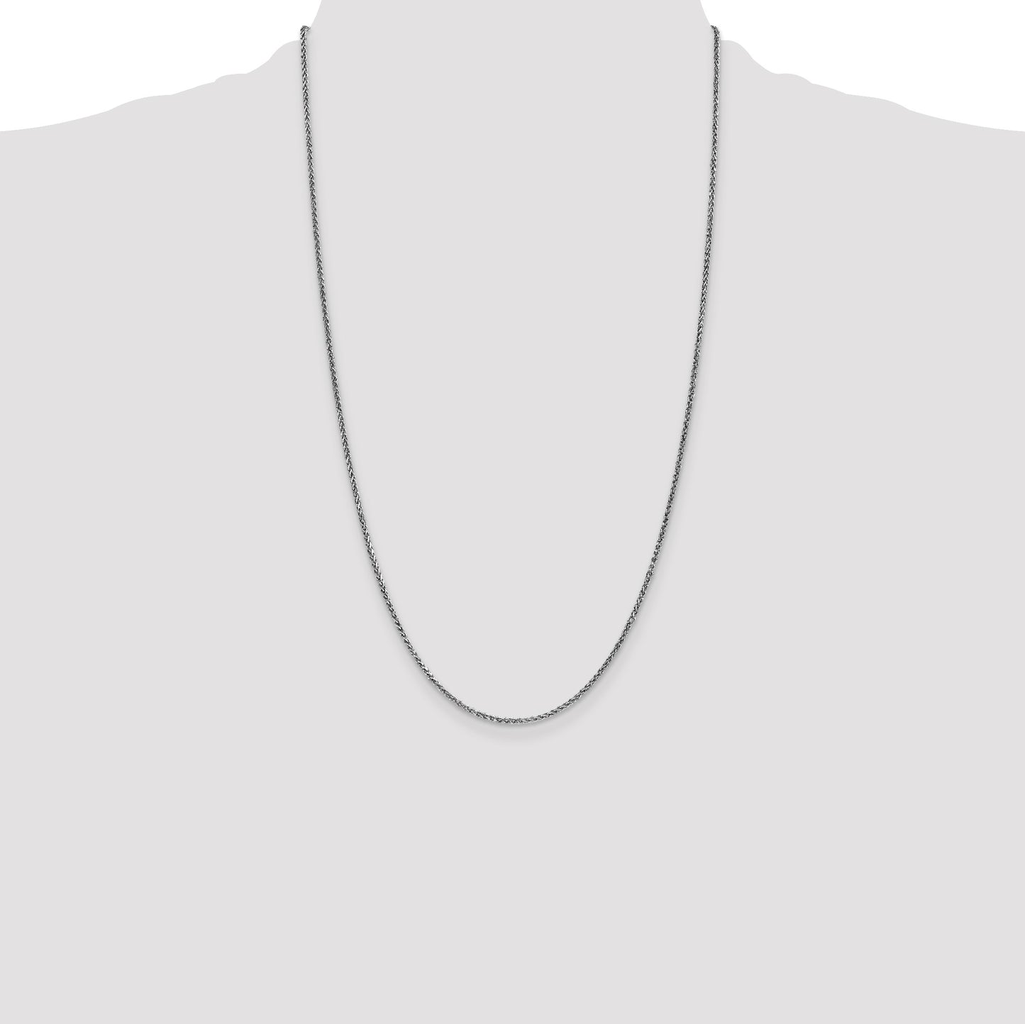 14K White Gold 26 inch 1.7mm Diamond-cut Spiga with Lobster Clasp Chain