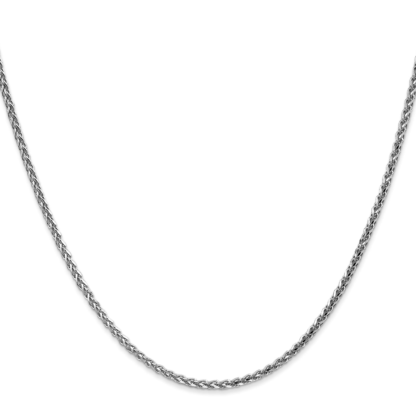 14K White Gold 22 inch 2.1mm Diamond-cut Spiga with Lobster Clasp Chain