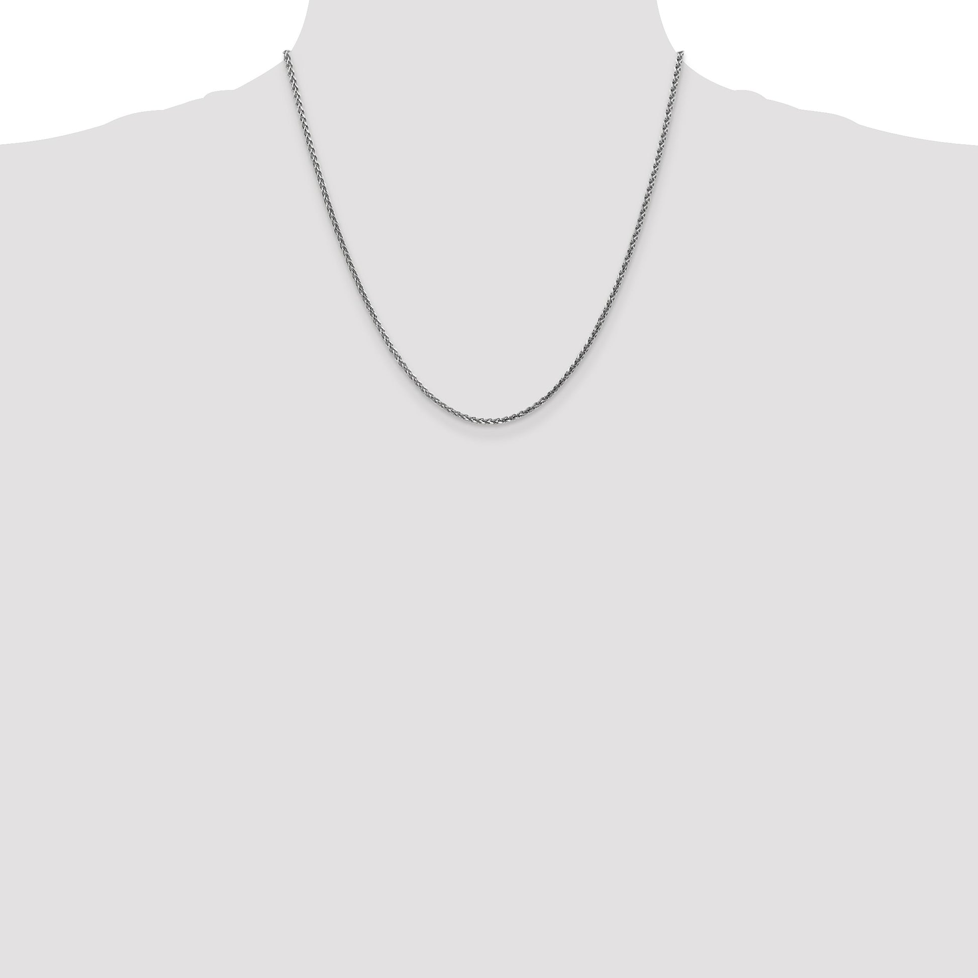 14K White Gold 20 inch 2.1mm Diamond-cut Spiga with Lobster Clasp Chain