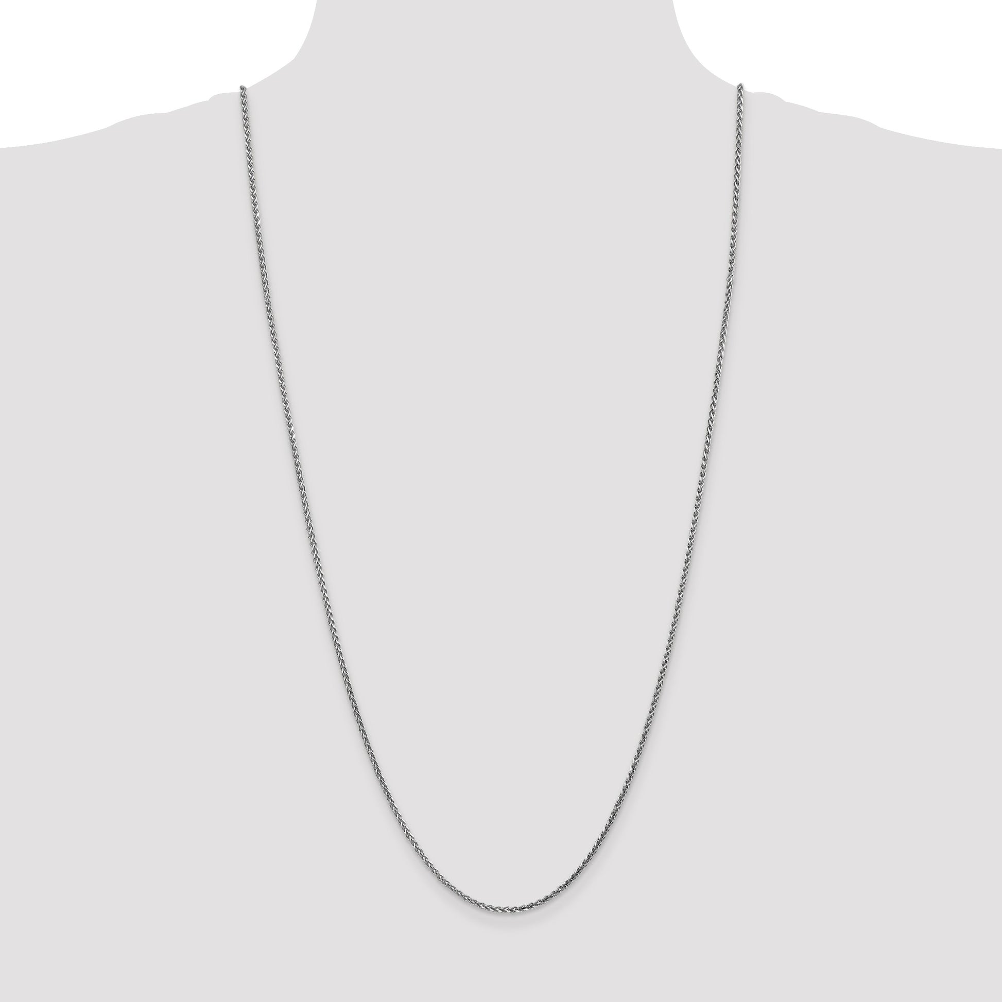 14K White Gold 30 inch 2.1mm Diamond-cut Spiga with Lobster Clasp Chain