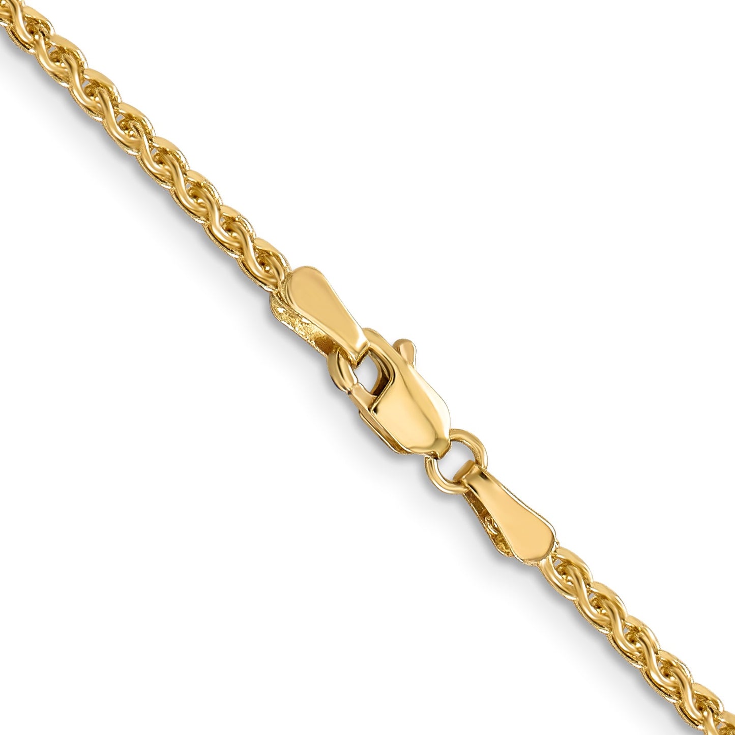14K 22 inch 2.1mm Diamond-cut Spiga with Lobster Clasp Chain