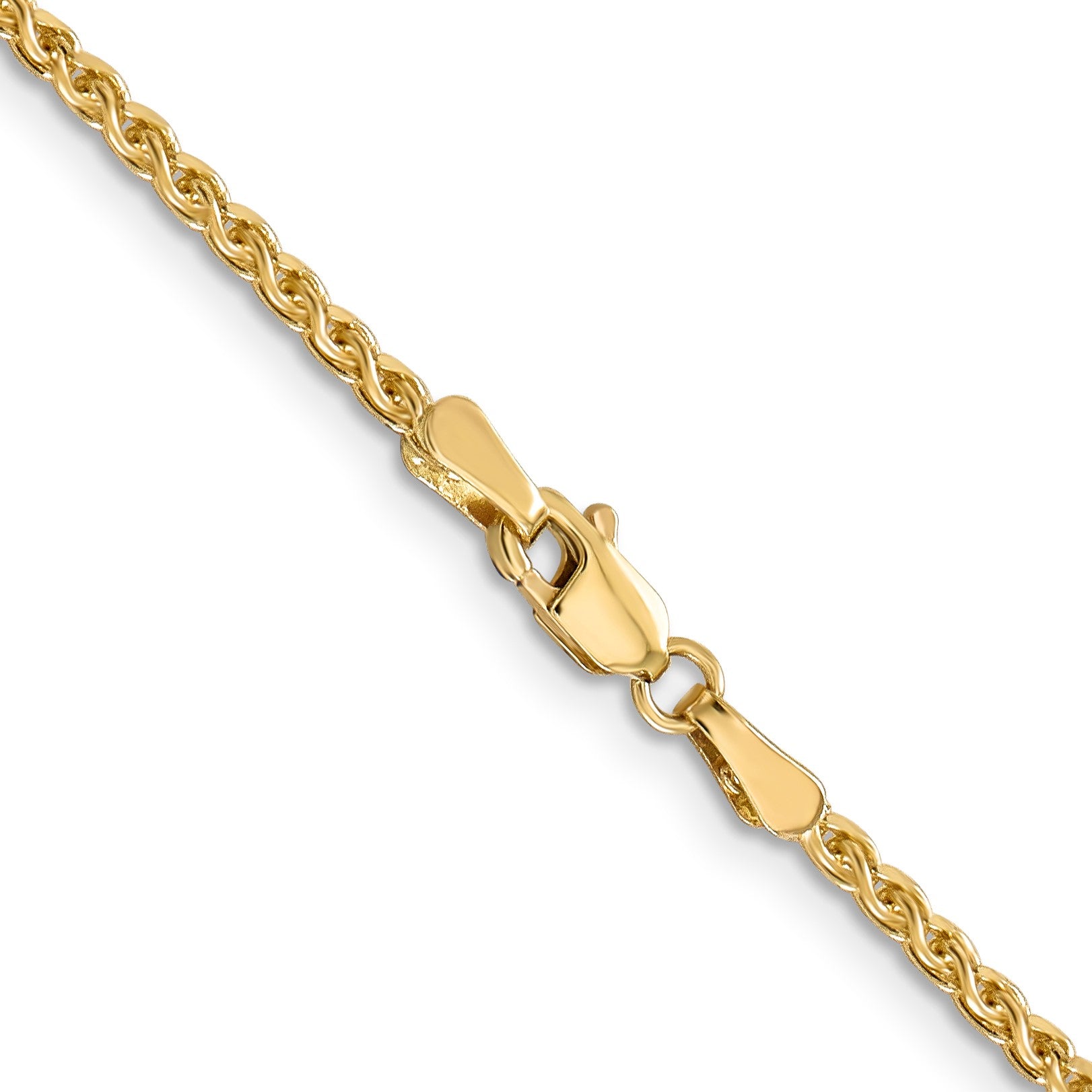 14K 22 inch 2.1mm Diamond-cut Spiga with Lobster Clasp Chain