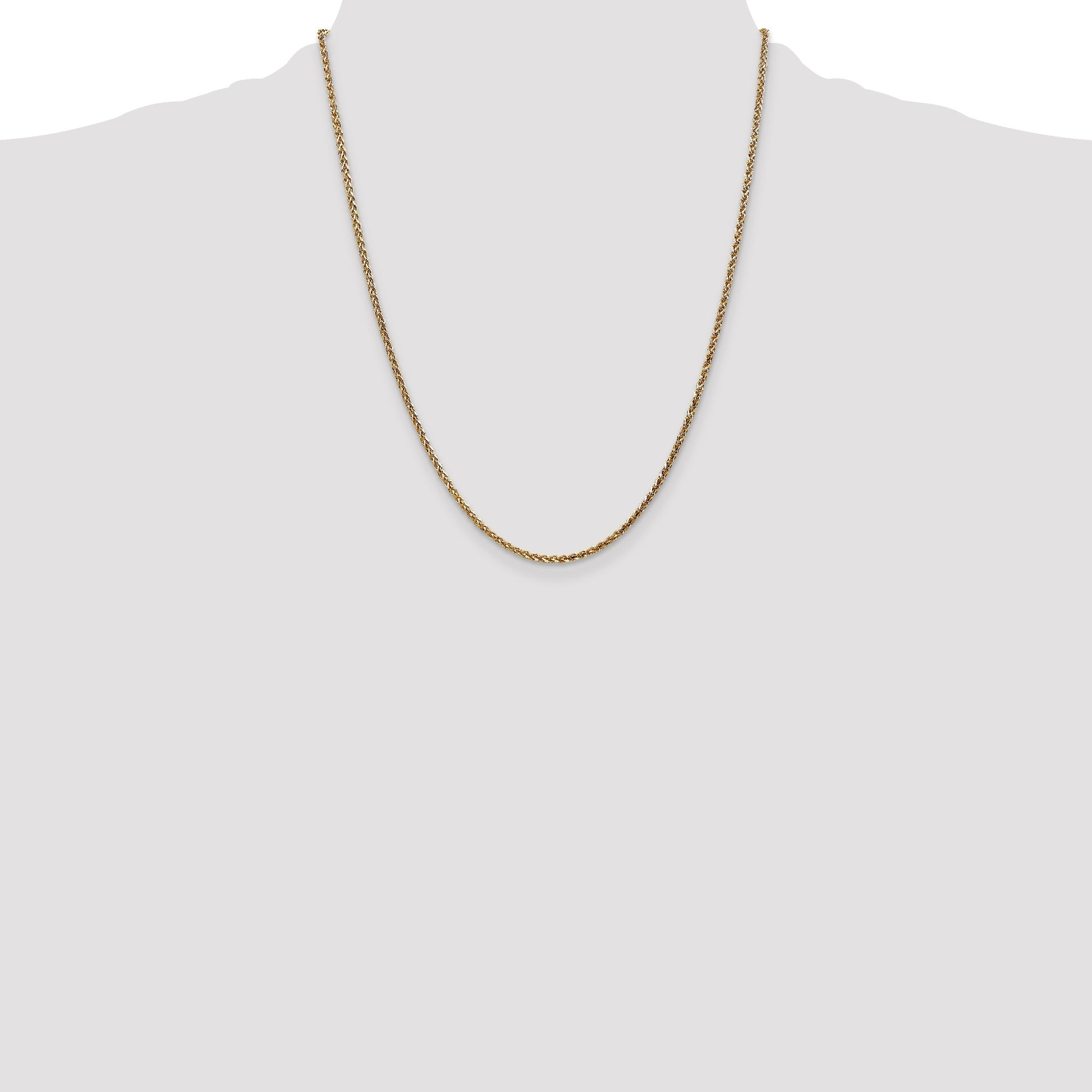14K 22 inch 2.1mm Diamond-cut Spiga with Lobster Clasp Chain