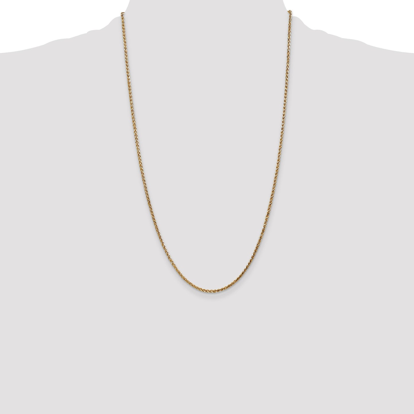 14K 26 inch 2.1mm Diamond-cut Spiga with Lobster Clasp Chain