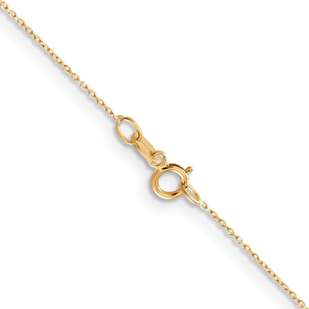 14K 24 inch .6mm Diamond-cut Round Open Link Cable with Spring Ring Clasp Chain