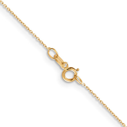 14K 24 inch .6mm Diamond-cut Round Open Link Cable with Spring Ring Clasp Chain