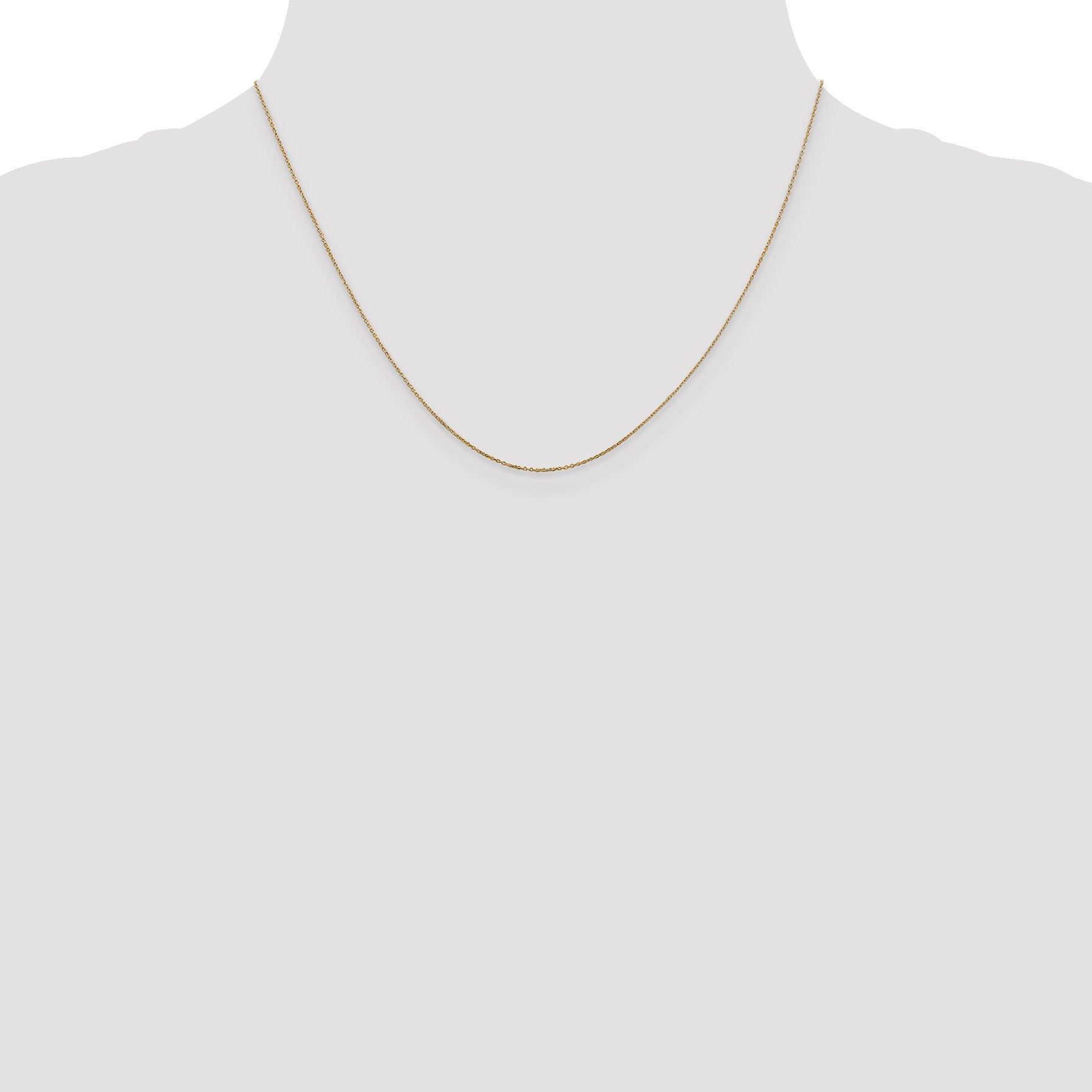 14K 18 inch .6mm Diamond-cut Round Open Link Cable with Spring Ring Clasp Chain