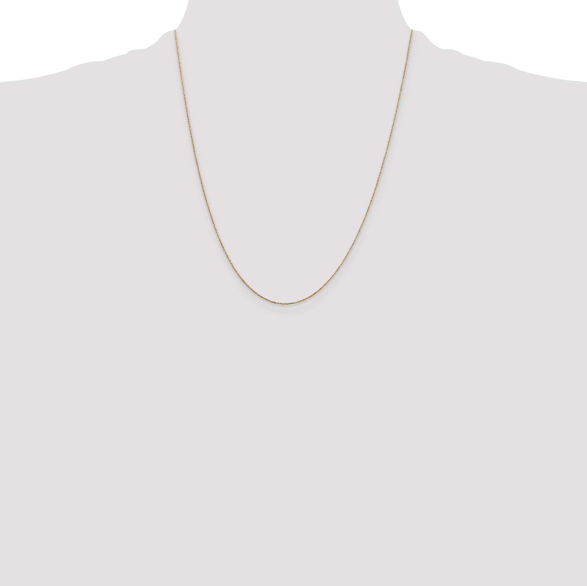 14K 22 inch .6mm Diamond-cut Round Open Link Cable with Spring Ring Clasp Chain